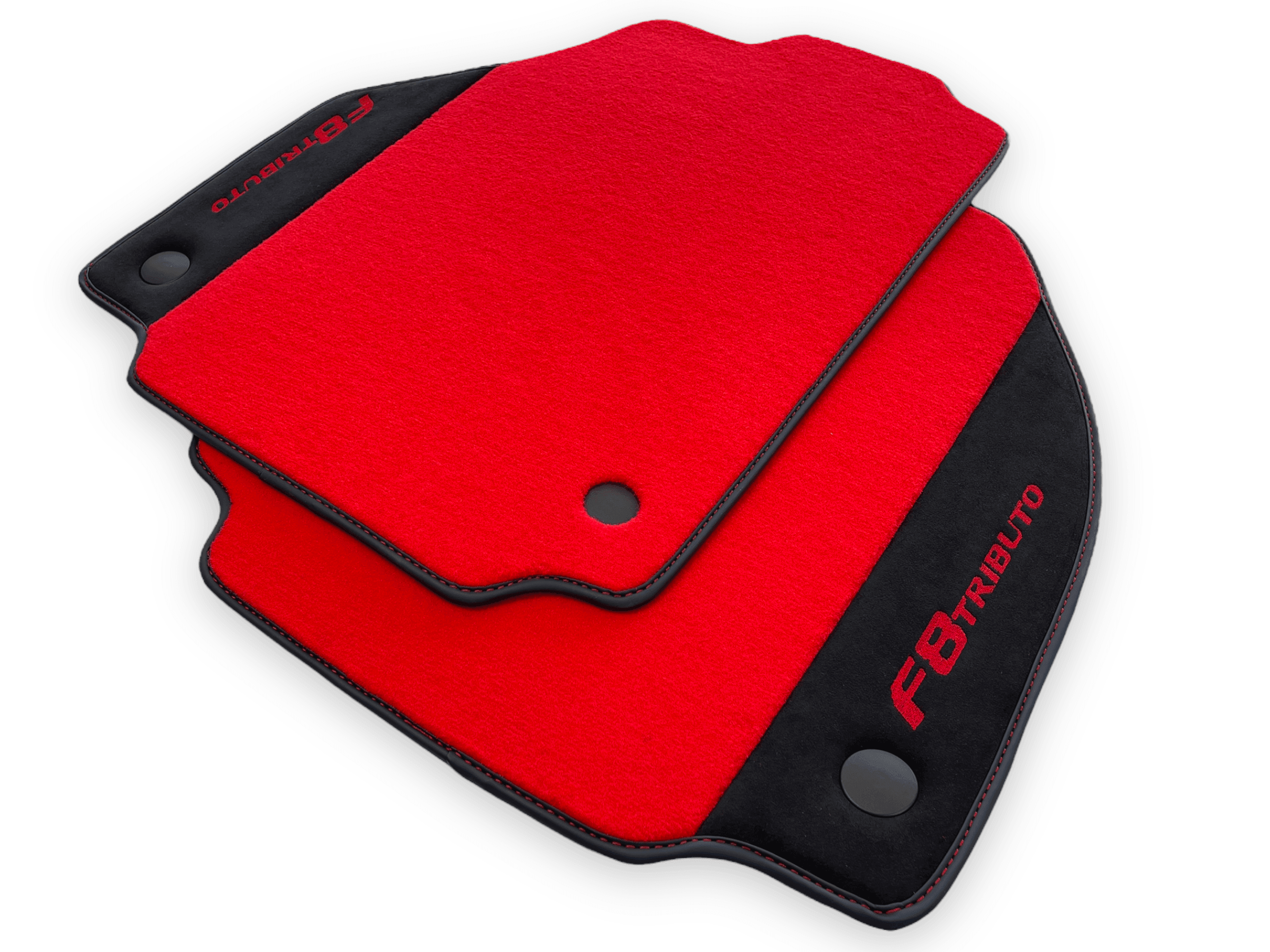 Red Floor Mats For Ferrari F8 Tributo 2019-2022 With Alcantara Leather - AutoWin