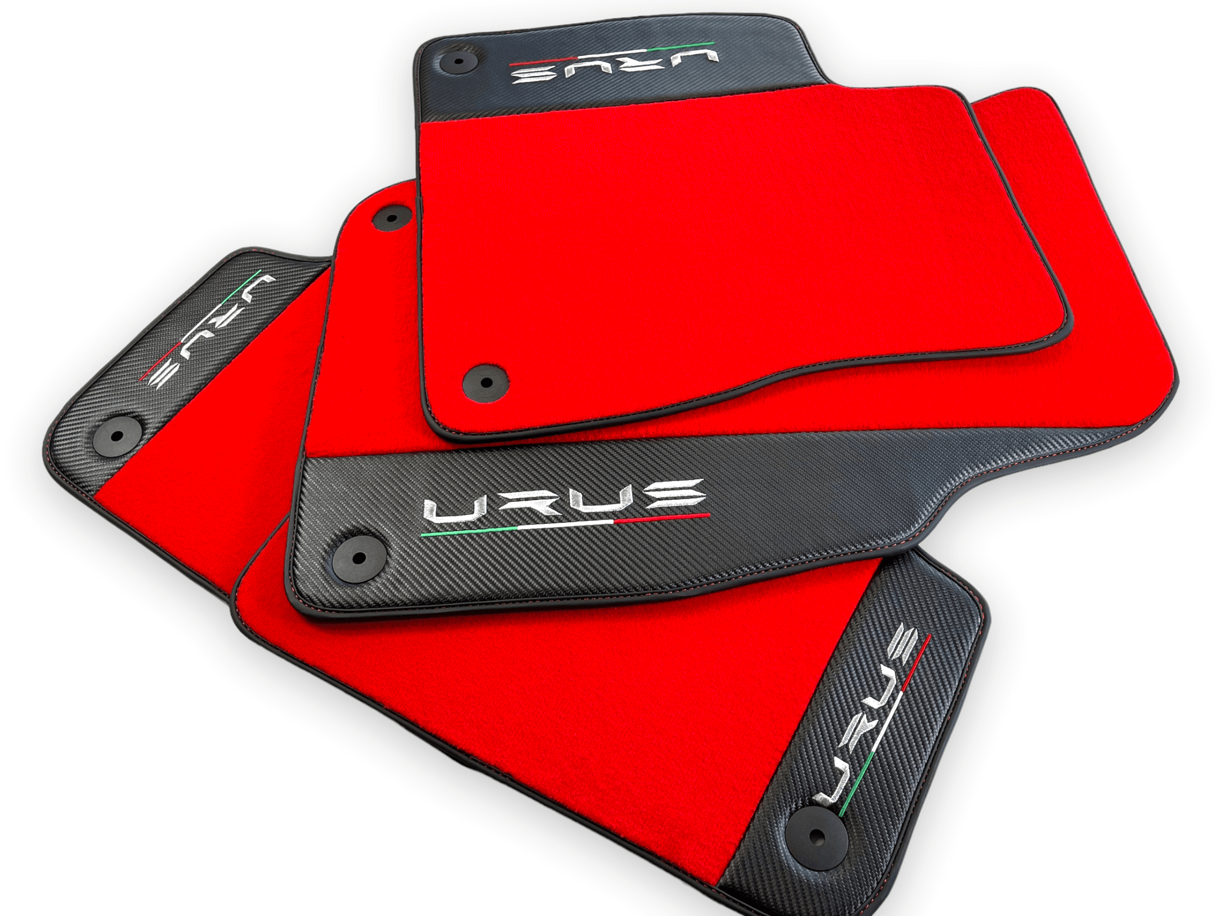 Red Floor Mats For Lamborghini Urus With Carbon Leather - AutoWin