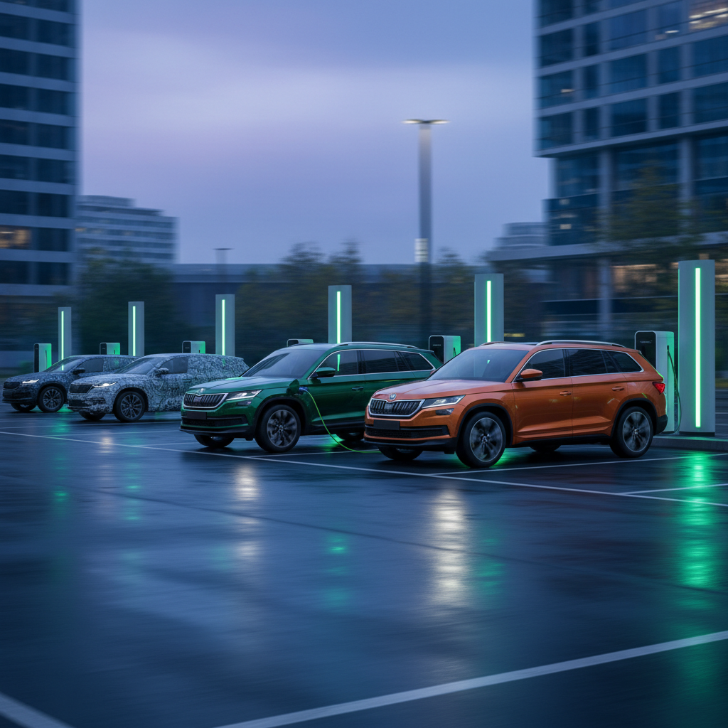 Editorial, photo-realistic HERO for an automotive daily news article titled "Skoda Kodiaq PHEV Priced for Australia – Daily Car News (2025-12-04)". De