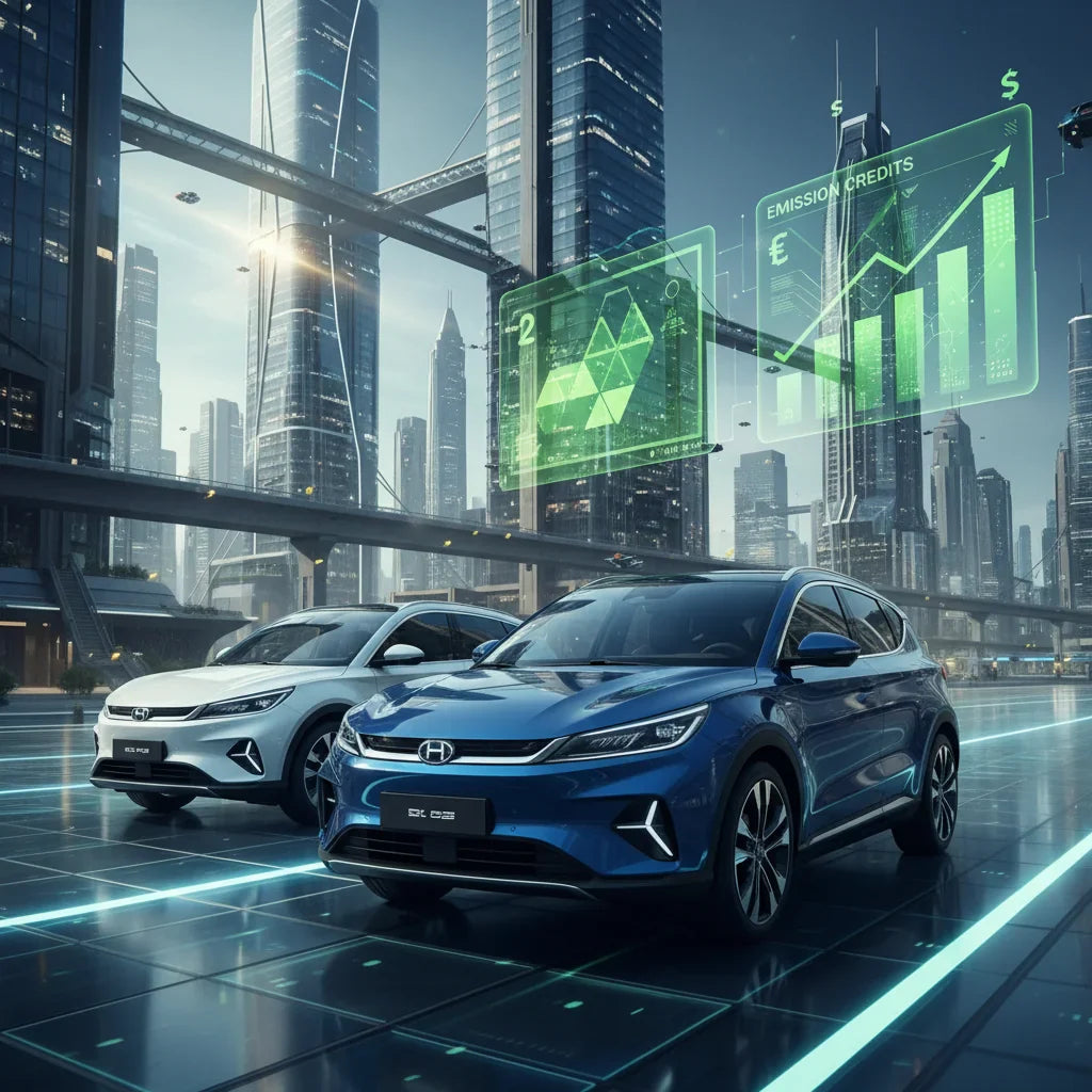 Editorial photo-realistic HERO image for automotive news (2026-03-18). Feature BYD vehicles specifically BYD Atto 3. Scene: A BYD Atto 3 parked in fro