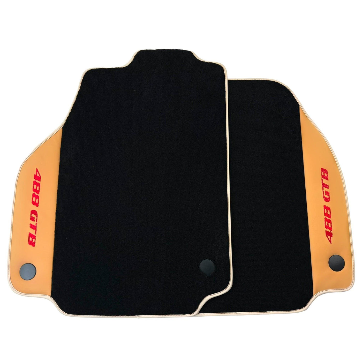 Black Floor Mats For Ferrari 488 GTB (2015-2022) with Beige Nappa Leather - AutoWin