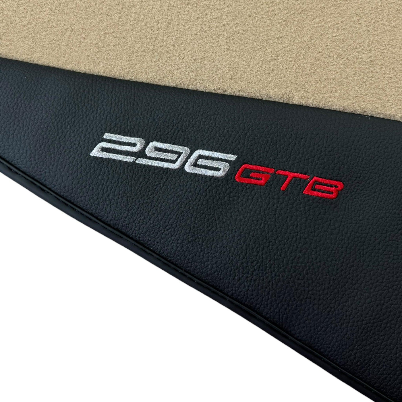 Beige Floor Mats for Ferrari 296 GTB (2022-2024) with Leather - AutoWin