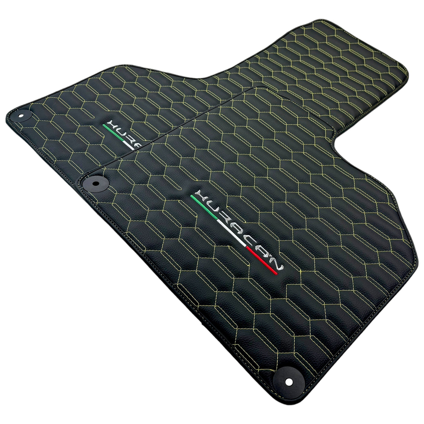 Floor Mats for Lamborghini Huracan Leather Yellow Stitching