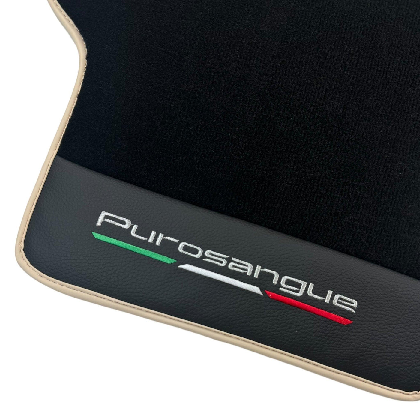Black Floor Mats for Ferrari Purosangue with Leather and Beige Trim | Italian Edition - AutoWin