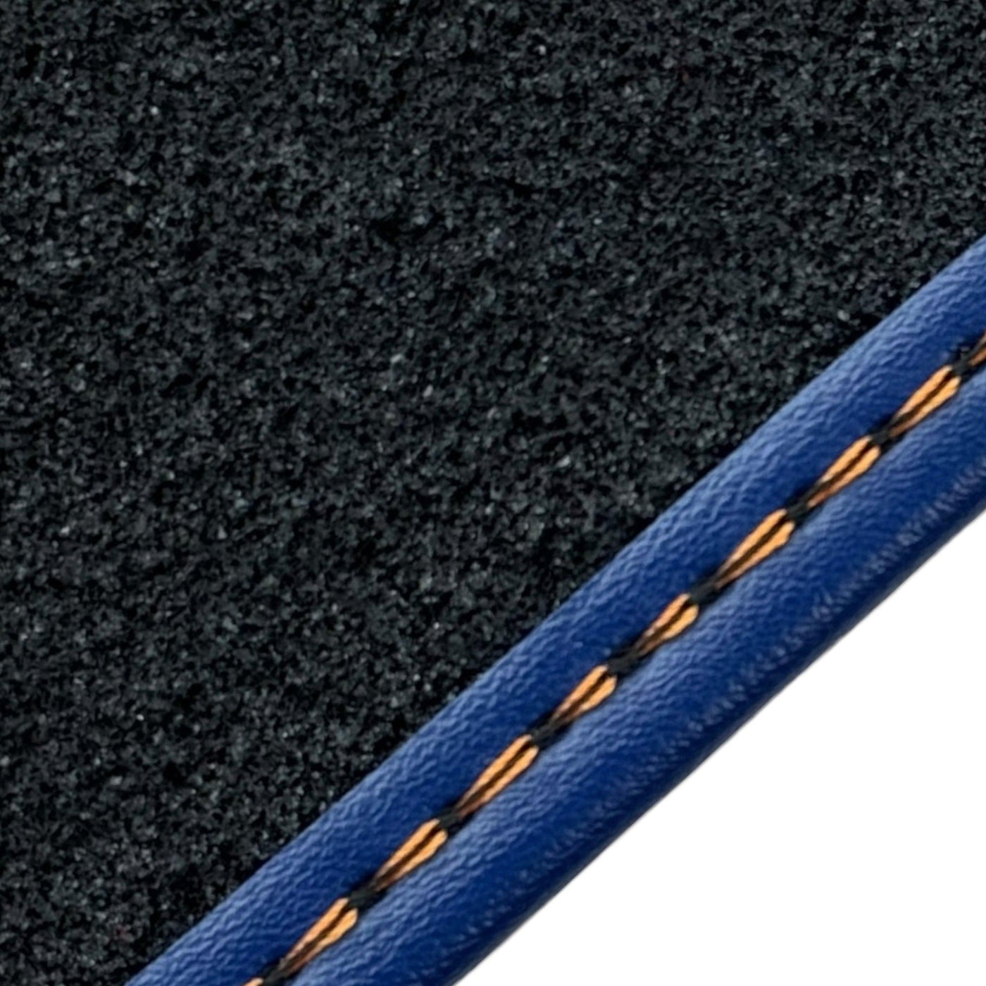 Dark Blue Floor Mats for Rolls Royce Cullinan with Orange Leather - AutoWin