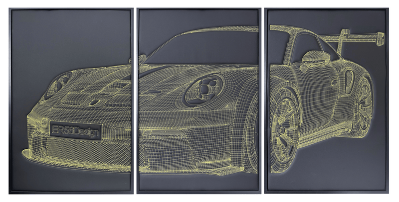 Porsche 911 GT3 Inspired 3D Luxury Leather Wall Decoration