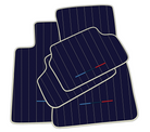 Dark Blue Leather Floor Mats for BMW G20 4-door Sedan (2019-2024) with Line Pattern