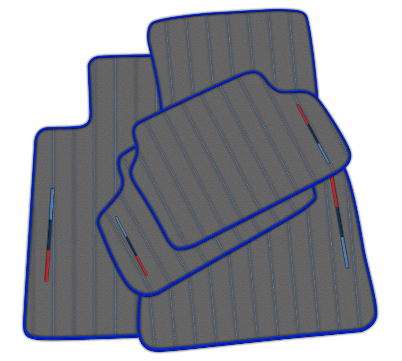 Gray Leather Floor Mats for BMW G20 4-door Sedan (2019-2024) with Line Pattern