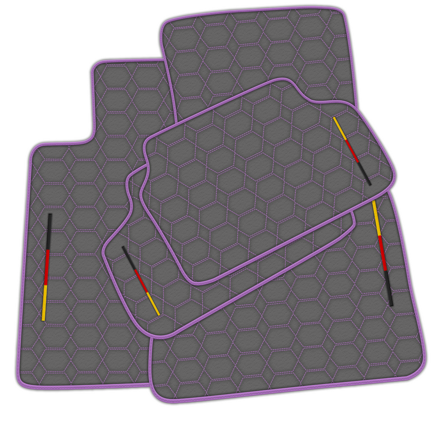 Gray Leather Floor Mats for BMW G20 4-door Sedan (2019-2024) with Hexagon Hex Pattern