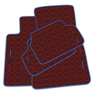 Burgundy Leather Floor Mats for BMW G20 4-door Sedan (2019-2024) with Hexagon Hex Pattern
