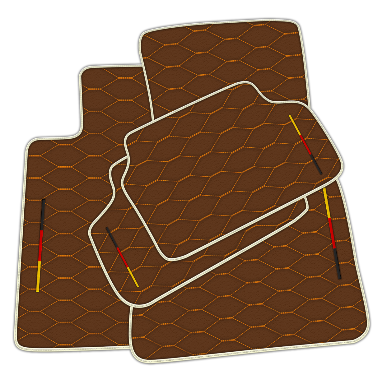 Stylish Customizable Brown Leather Floor Mats for BMW