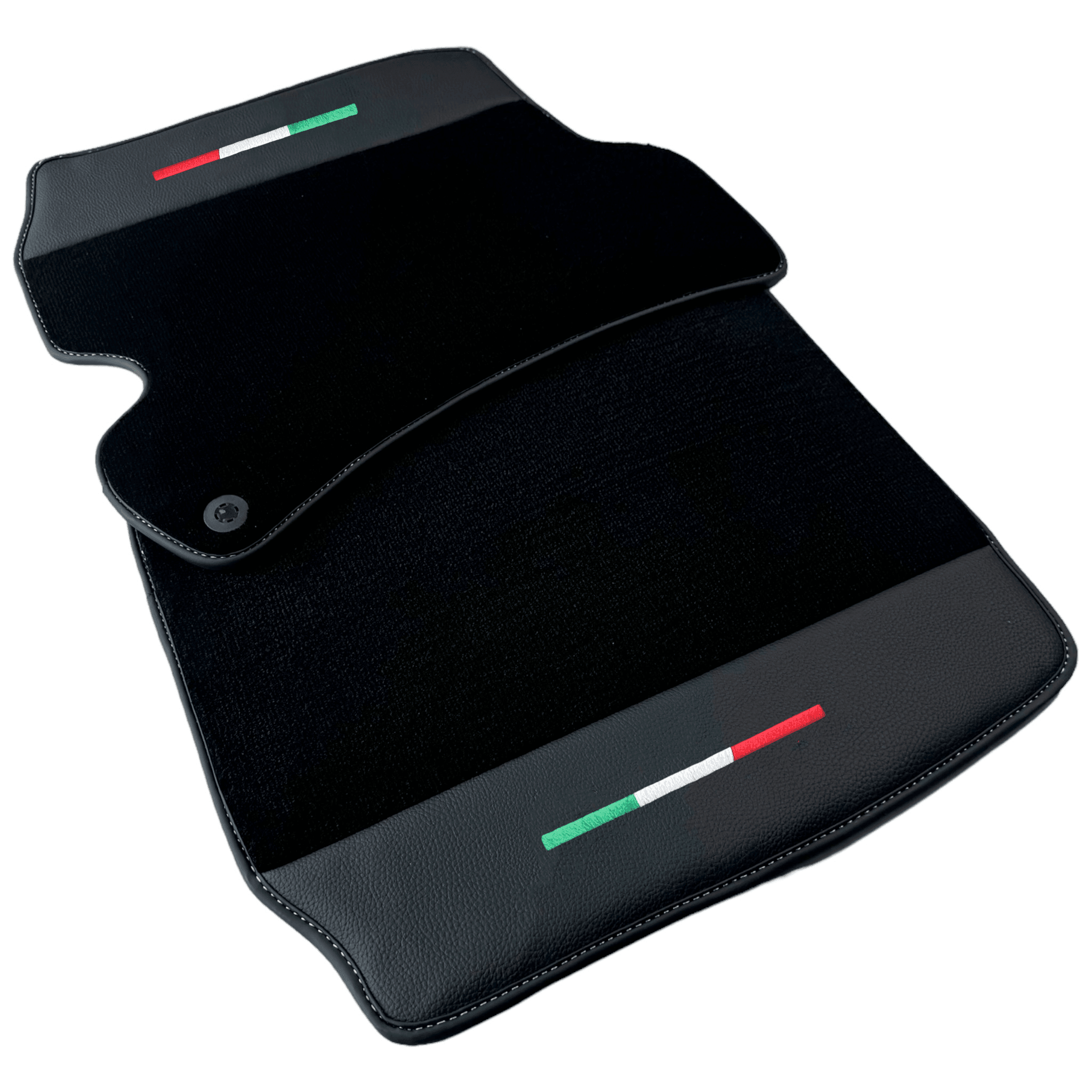 Black Floor Mats for Ferrari Portofino M (2018-2023) with Leather - AutoWin