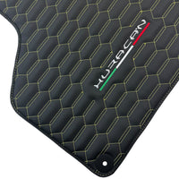 Floor Mats for Lamborghini Huracan Leather Yellow Stitching