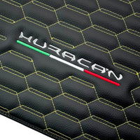 Floor Mats for Lamborghini Huracan Leather Yellow Stitching
