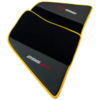 Black Floor Mats for Ferrari 296 GTS (2022-2024) with Leather and Yellow Trim - AutoWin