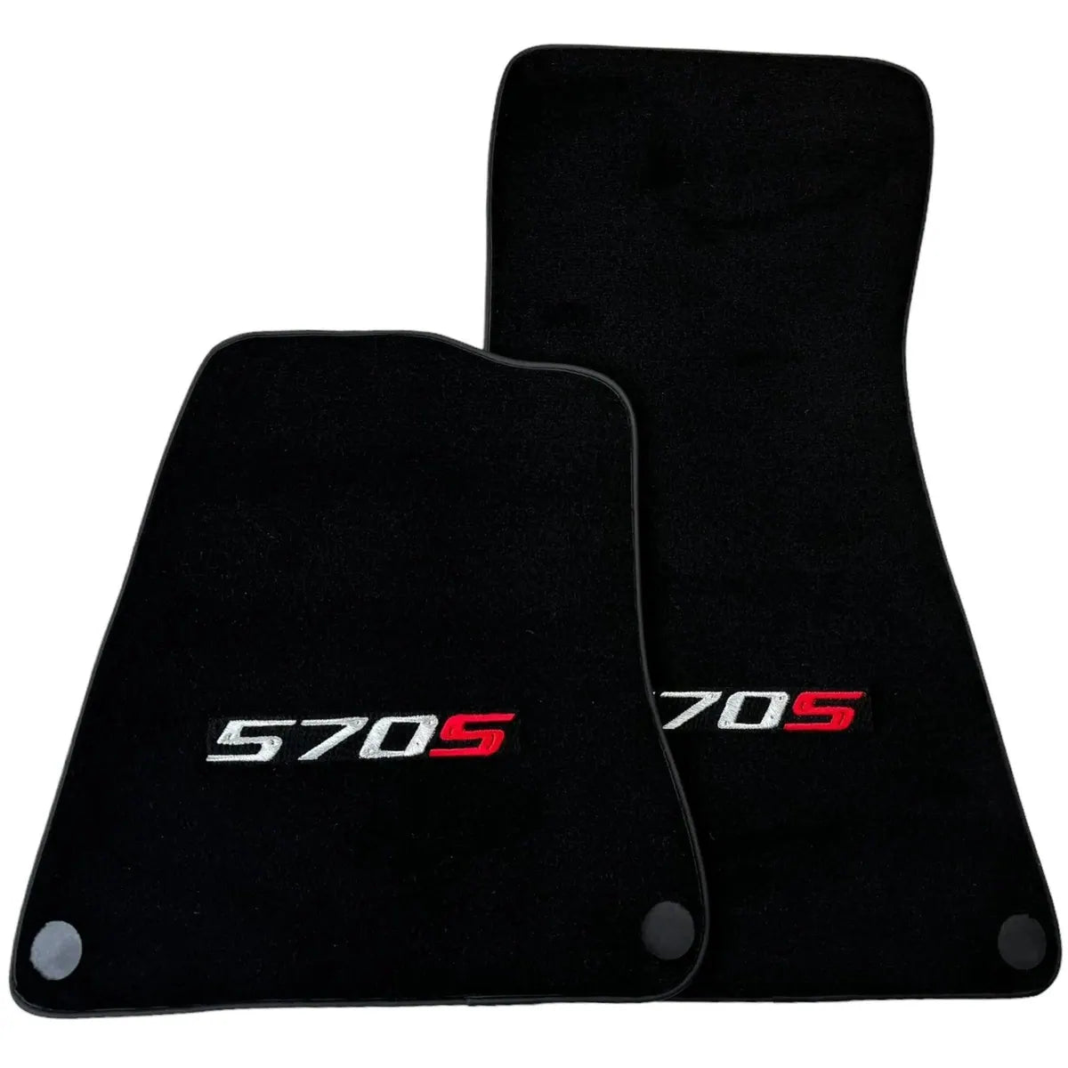 Black tailored carpet floor mats for the McLaren 570S