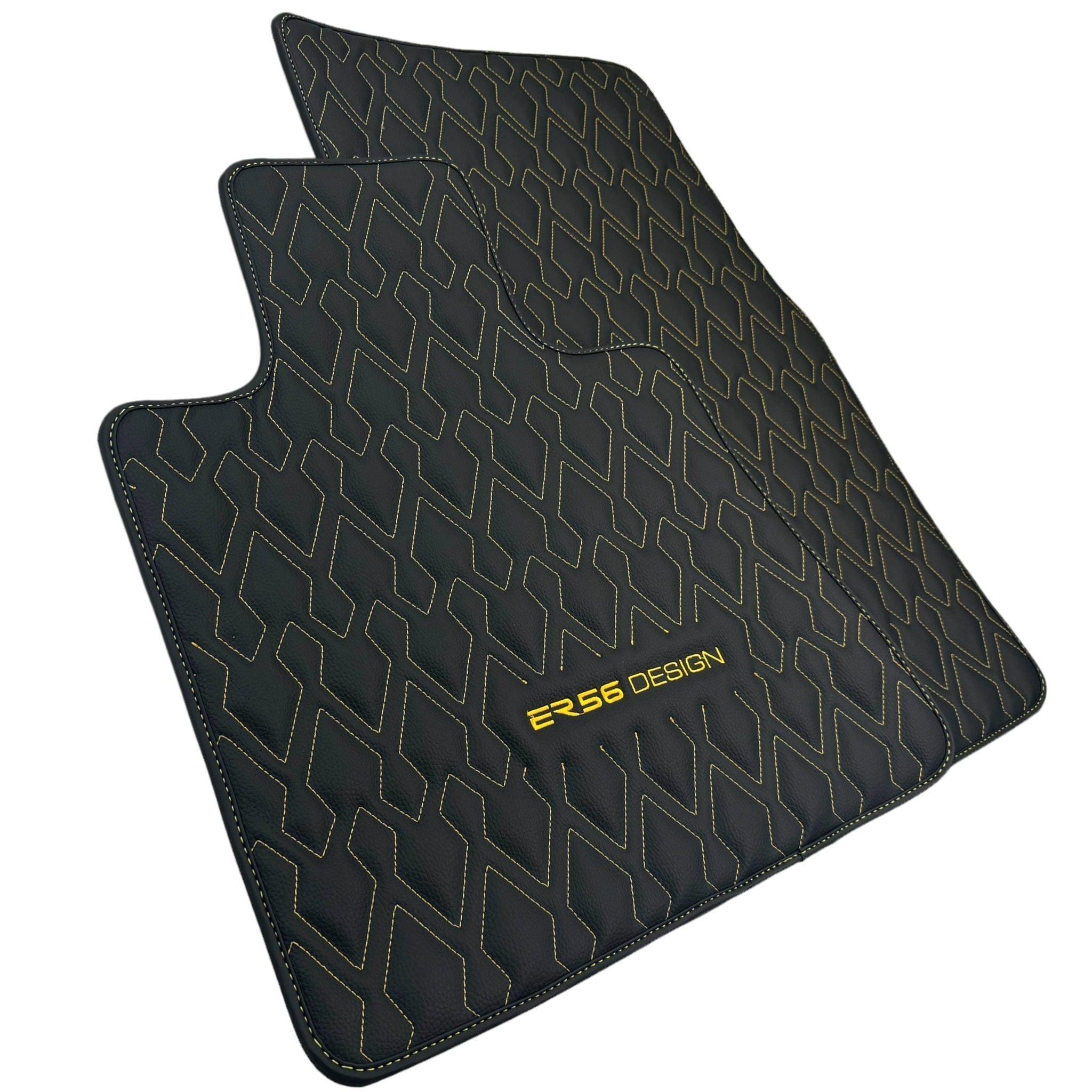 Black Leather Floor Mats for Rolls-Royce Phantom VIII (2017-2024) ER56 Design - AutoWin