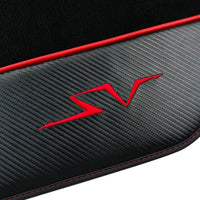 Black Floor Mats for Lamborghini Aventador SV with Carbon Fiber - AutoWin