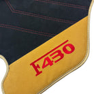 Black Alcantara Floor Mats for Ferrari F430 (2004-2009) - Red Sewing - AutoWin
