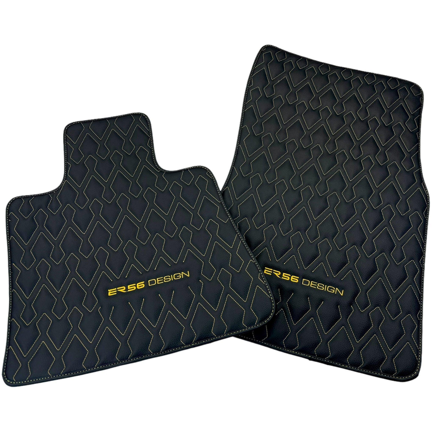 Black Leather Floor Mats for Rolls-Royce Dawn (2016-2023) ER56 Design - AutoWin