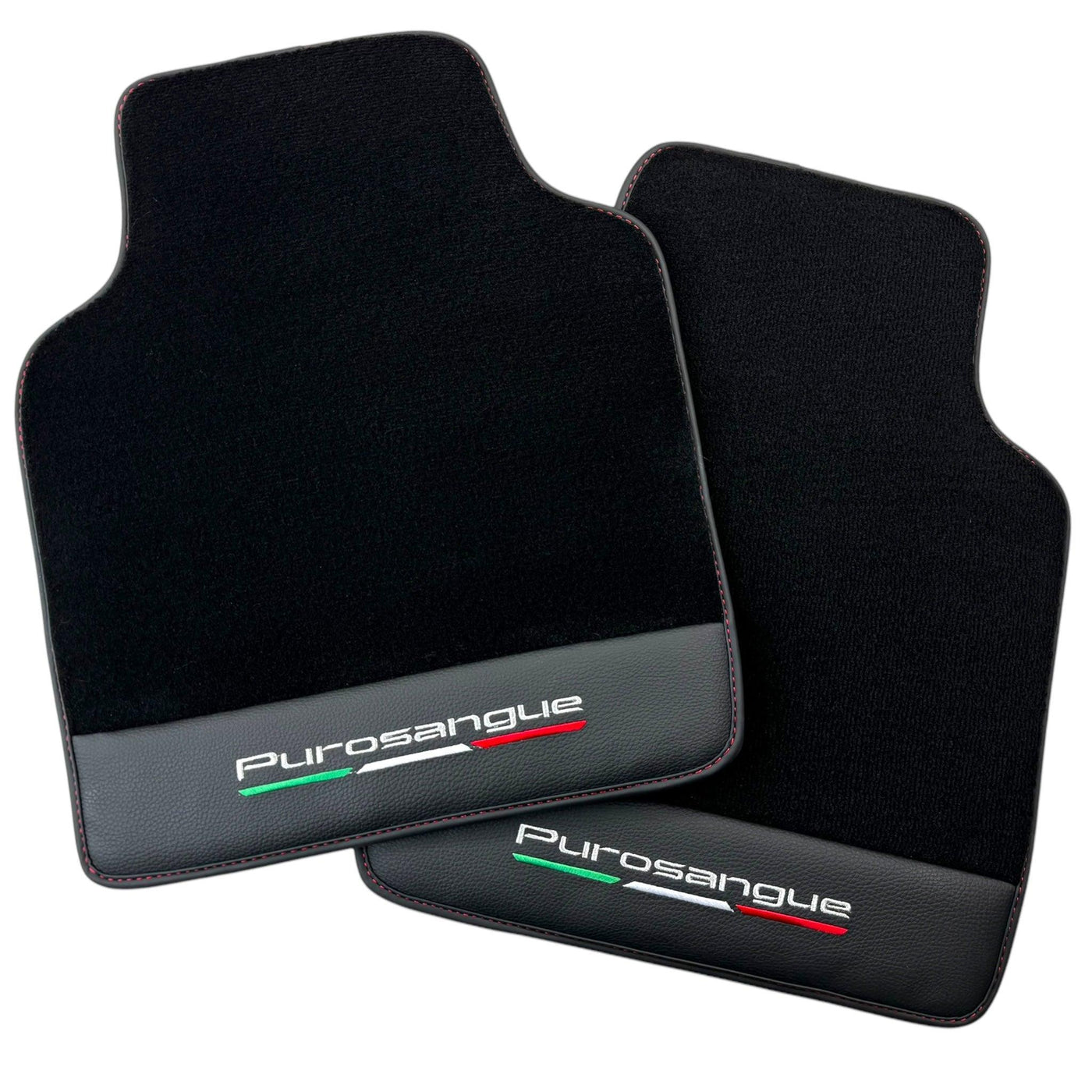 Black Floor Mats for Ferrari Purosangue with Leather and Black Trim | Italian Edition - AutoWin