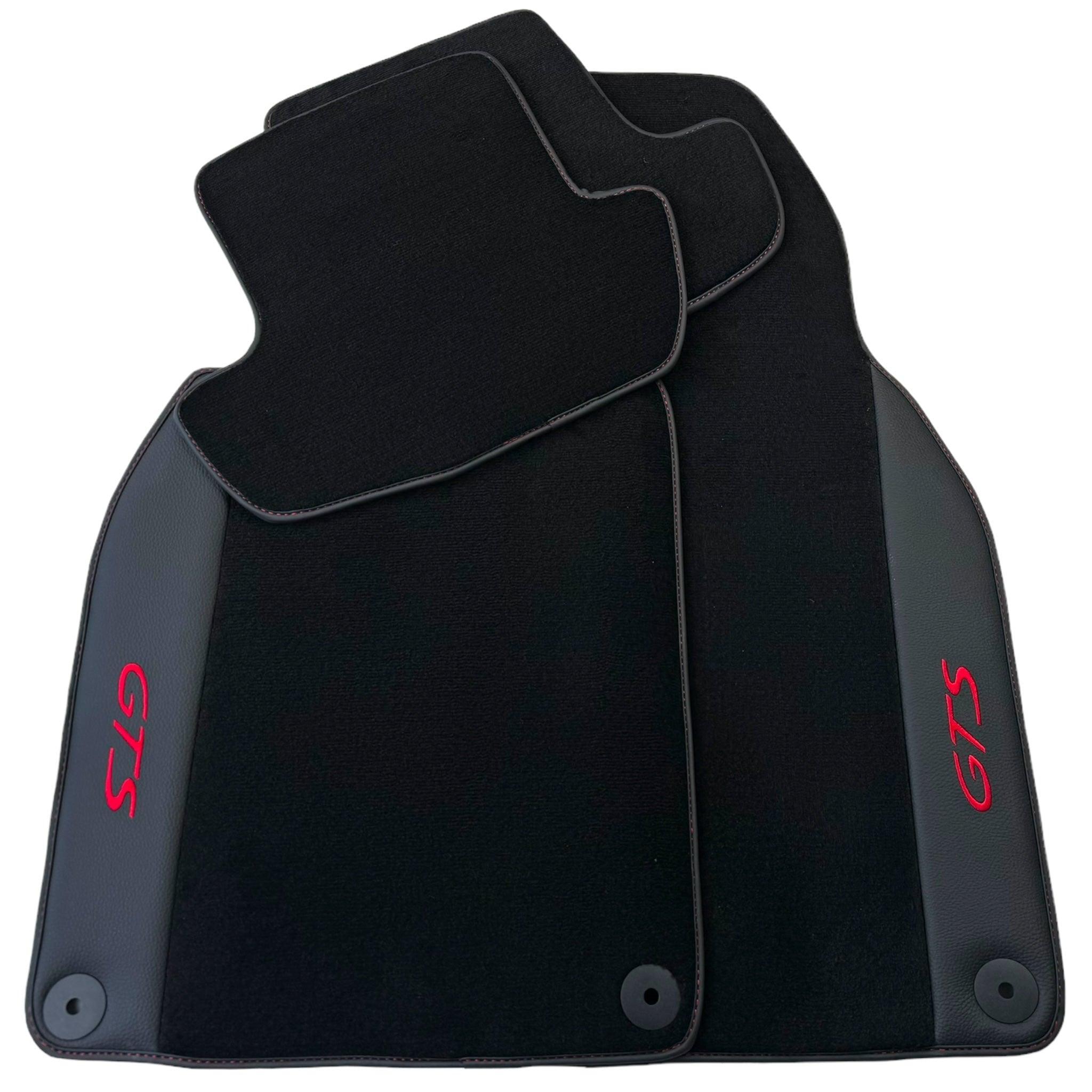 Black Floor Mats for Porsche 911 - 992 GTS (2019-2024) with Leather - AutoWin