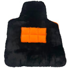 Black Sheepskin Floor Mats for Rolls-Royce Spectre (2023-2024) Orange Leather Trim - AutoWin