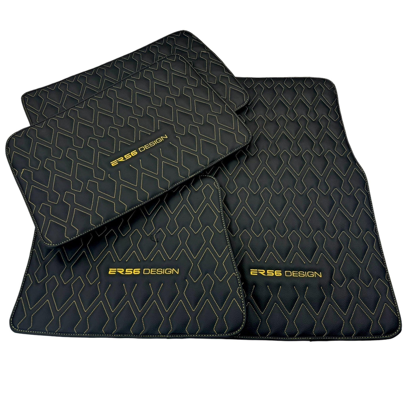 Black Leather Floor Mats for Rolls-Royce Spectre (2023-2024) ER56 Design - AutoWin