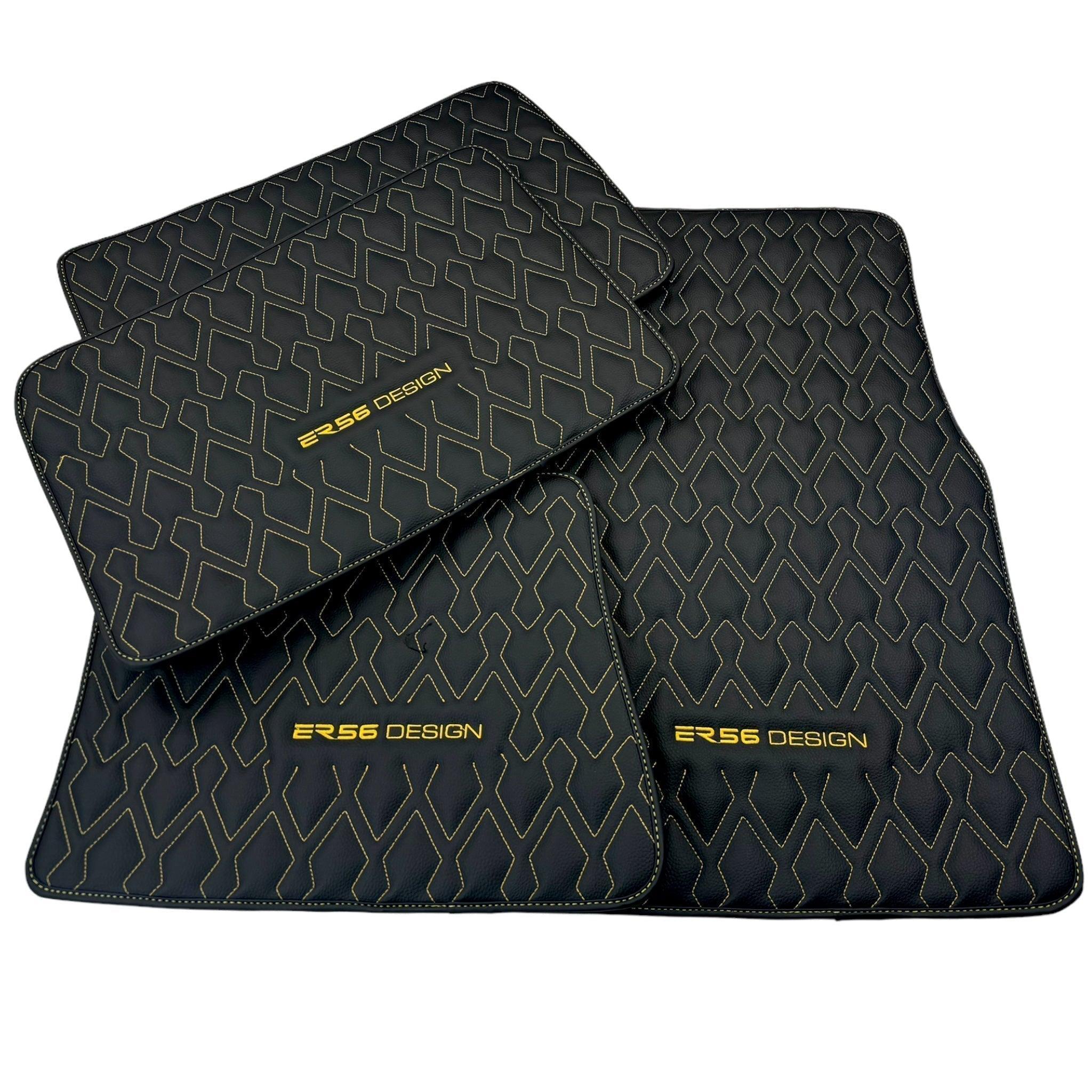 Black Leather Floor Mats for Rolls-Royce Spectre (2023-2024) ER56 Design - AutoWin