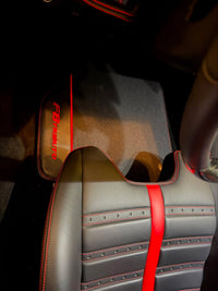 Black Carpet Floor Mats with Carbon Fiber for Ferrari F8 Tributo (2019-2023)