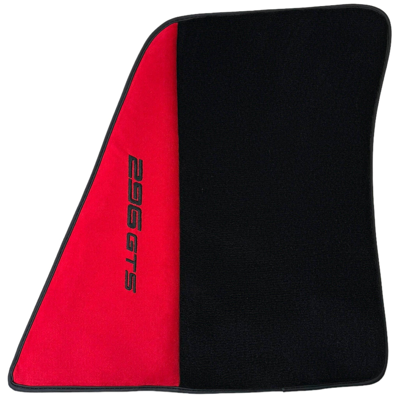 Black Floor Mats for Ferrari 296 GTS (2022-2024) with Red Alcantara Leather - AutoWin