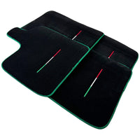 Black Floor Mats for Ferrari Purosangue with Green Trim | Italian Edition - AutoWin