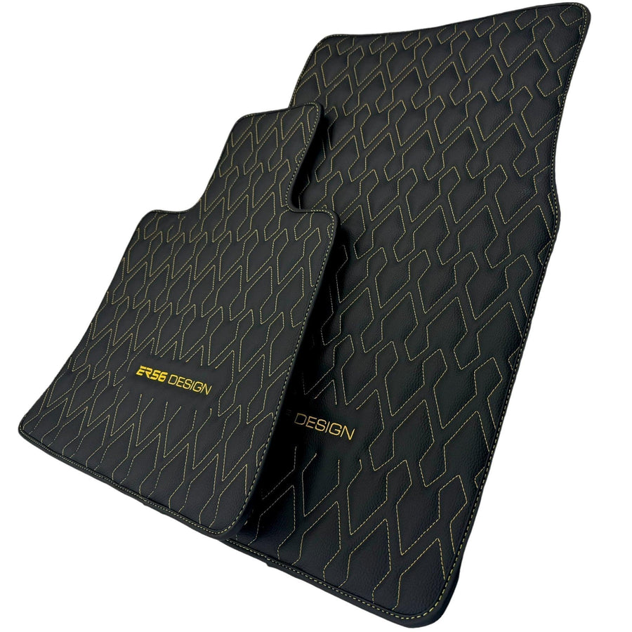 Black Leather Floor Mats for Rolls-Royce Spectre (2023-2024) ER56 Design - AutoWin