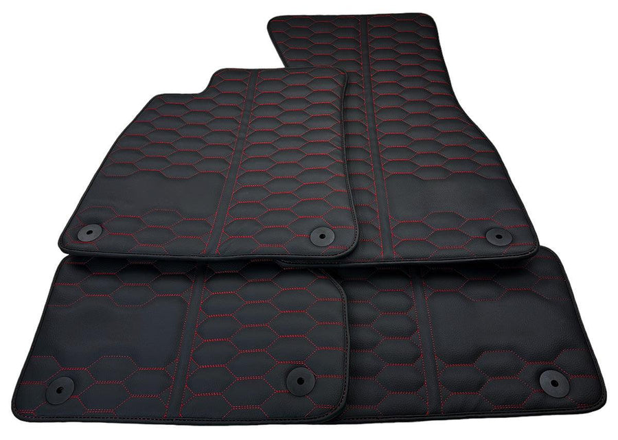 Customizable Black Leather Floor Mats for Audi Q7 4M (2019-2023) - AutoWin