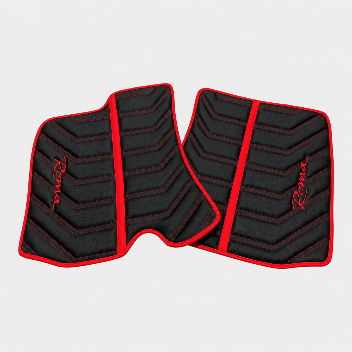 Black Leather Floor Mats for Ferrari Roma (2021-2027) Yellow Sewing