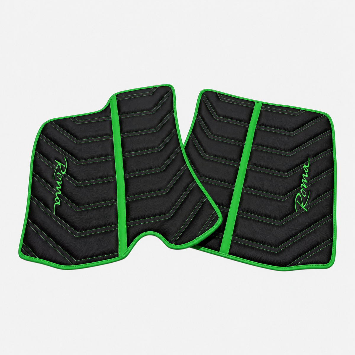 Black Leather Floor Mats for Ferrari Roma (2021-2027) Yellow Sewing