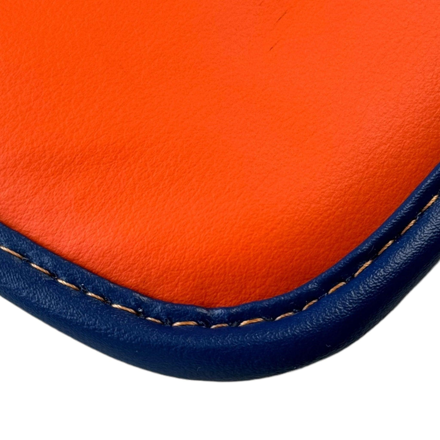 Dark Blue Floor Mats for Rolls Royce Cullinan with Orange Leather - AutoWin