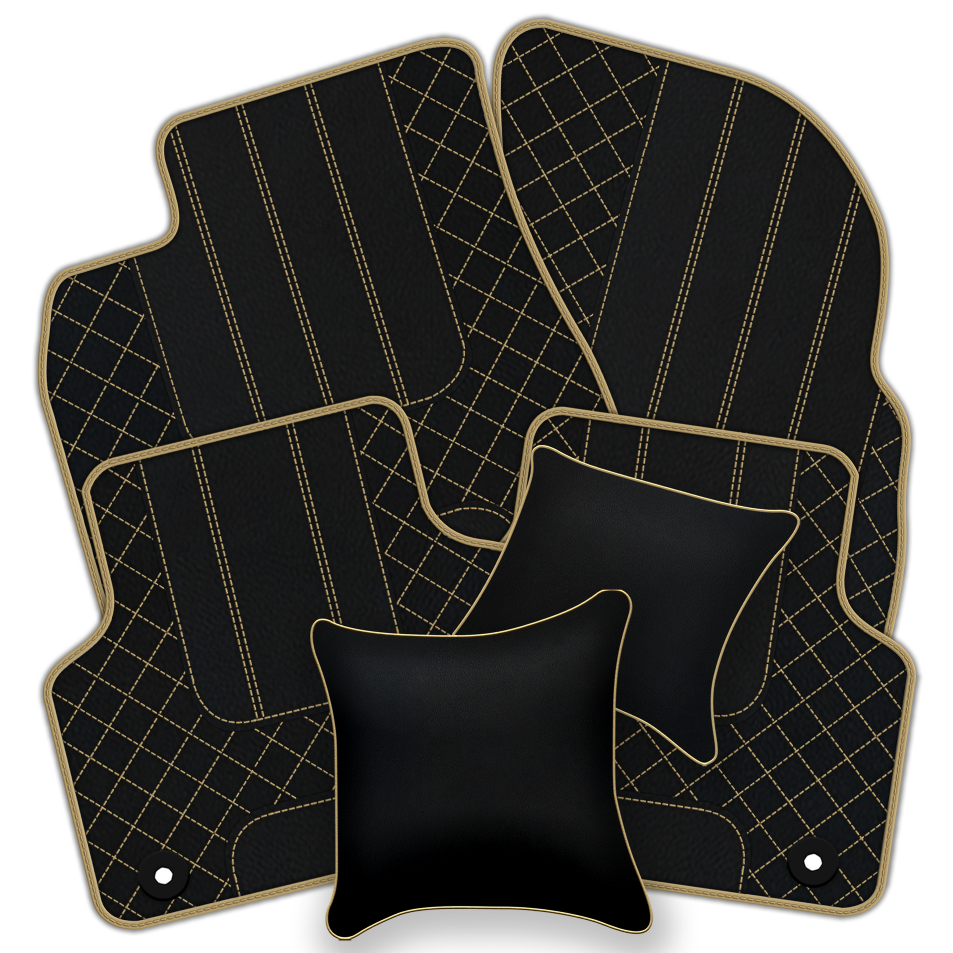 Premium Black Leather Floor Mats for Rolls Royce Shadow (1965-1977)