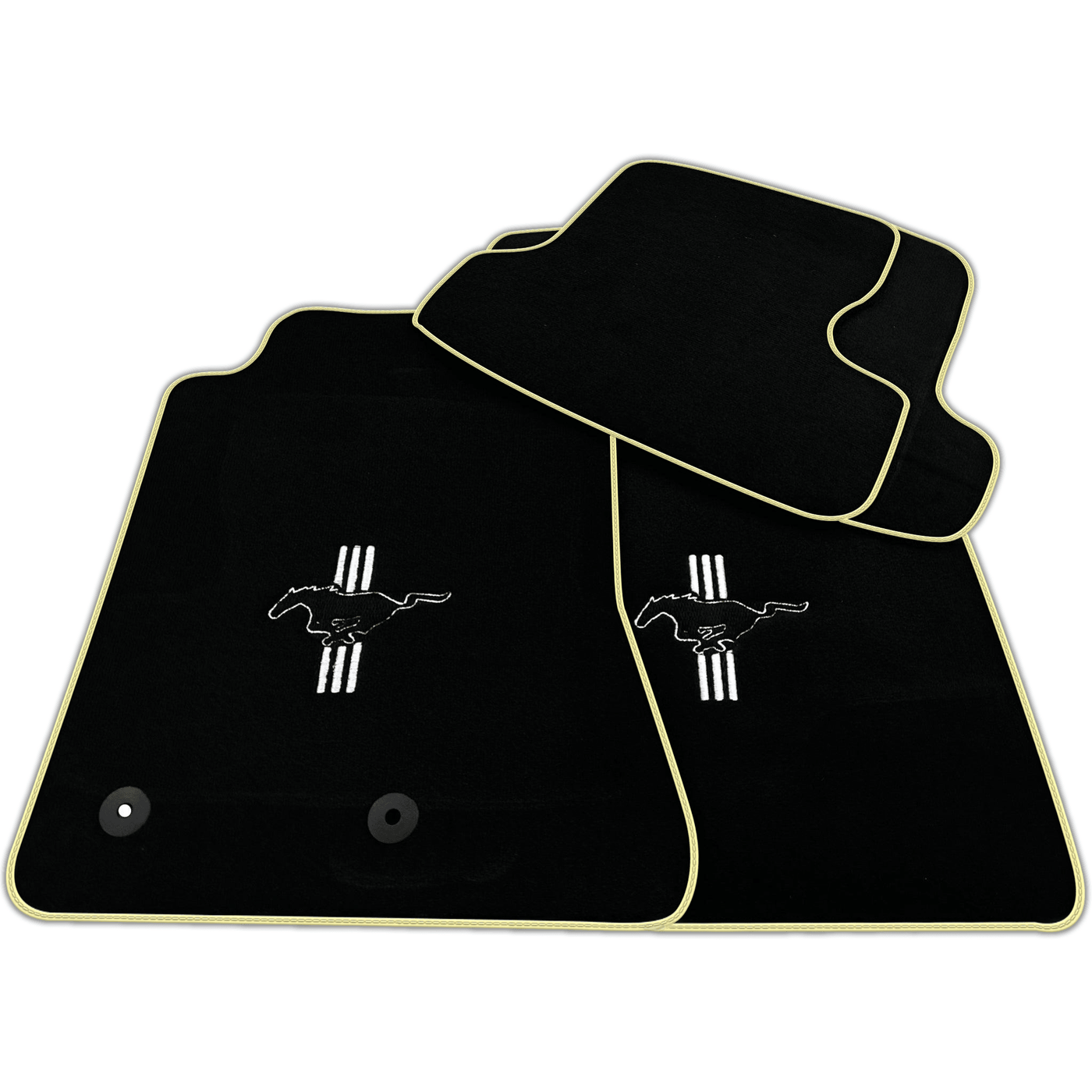 Black Floor Mats For Ford Mustang VI (2015-2023) with Pony | Various Trim Colors