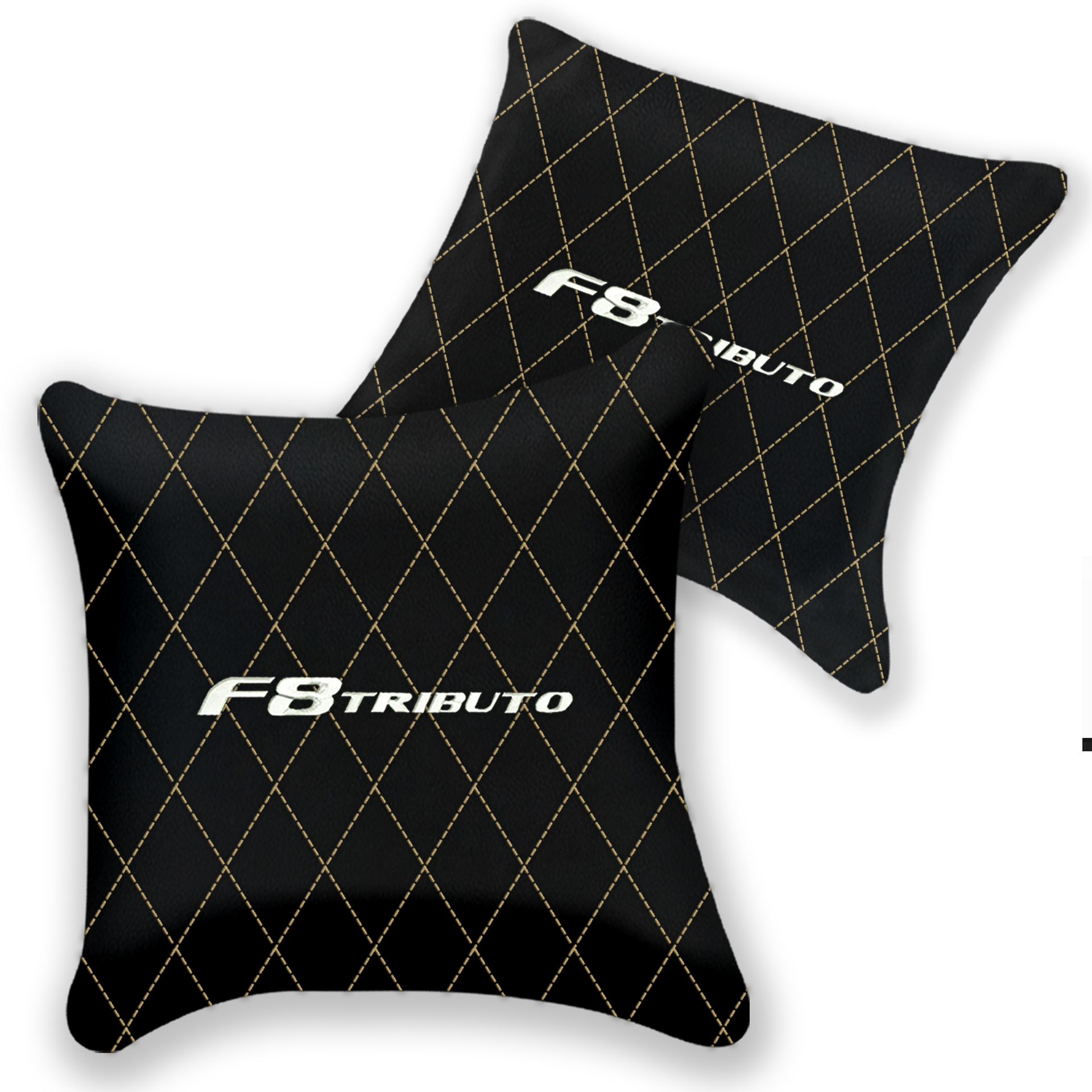 Customizable Black Leather Pillows for Ferrari F8 Spider (2019-2023)
