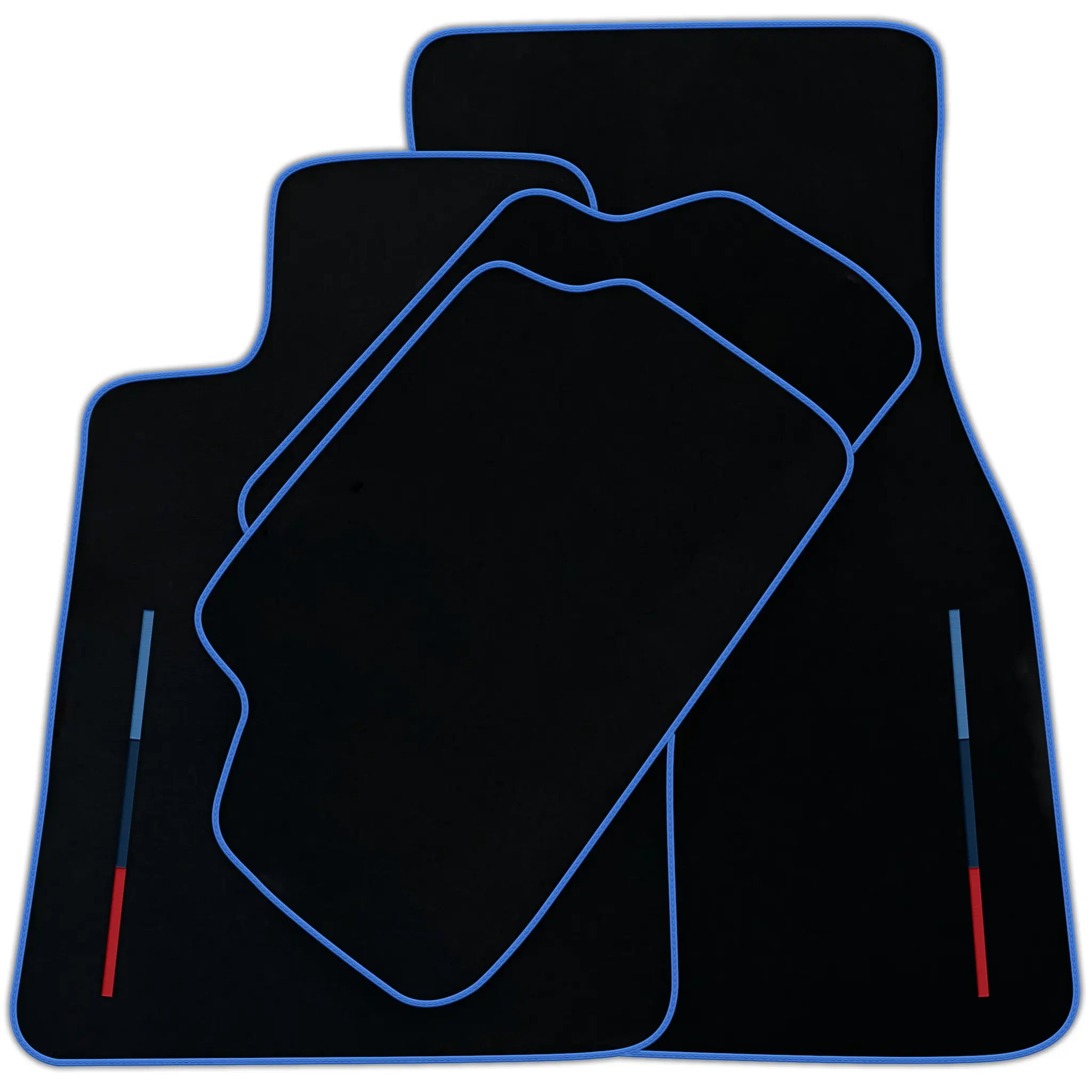 Black Floor Mats For BMW 5 Series E61 Wagon With 3 Color Stripes Tailored Set Perfect Fit | Various Trim Colors