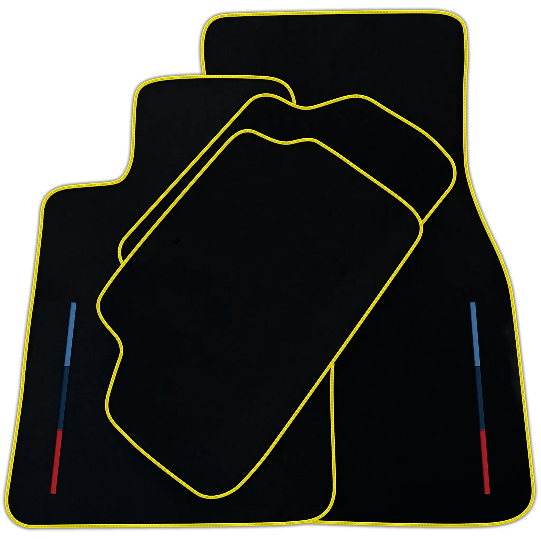 Black Floor Mats For BMW 5 Series E61 Wagon With 3 Color Stripes Tailored Set Perfect Fit | Various Trim Colors
