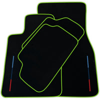 Black Floor Mats For BMW F74 Gran Coupe (2025-2026) With 3 Color Stripes Tailored Set Perfect Fit | Various Trim Colors