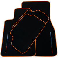 Black Floor Mats For BMW Gran Tourer F46 (2015-2022) 7 Seats With 3 Color Stripes Tailored Set Perfect Fit | Various Trim Colors