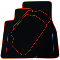 Black Floor Mats For BMW Gran Tourer F46 (2015-2022) 7 Seats With 3 Color Stripes Tailored Set Perfect Fit | Various Trim Colors