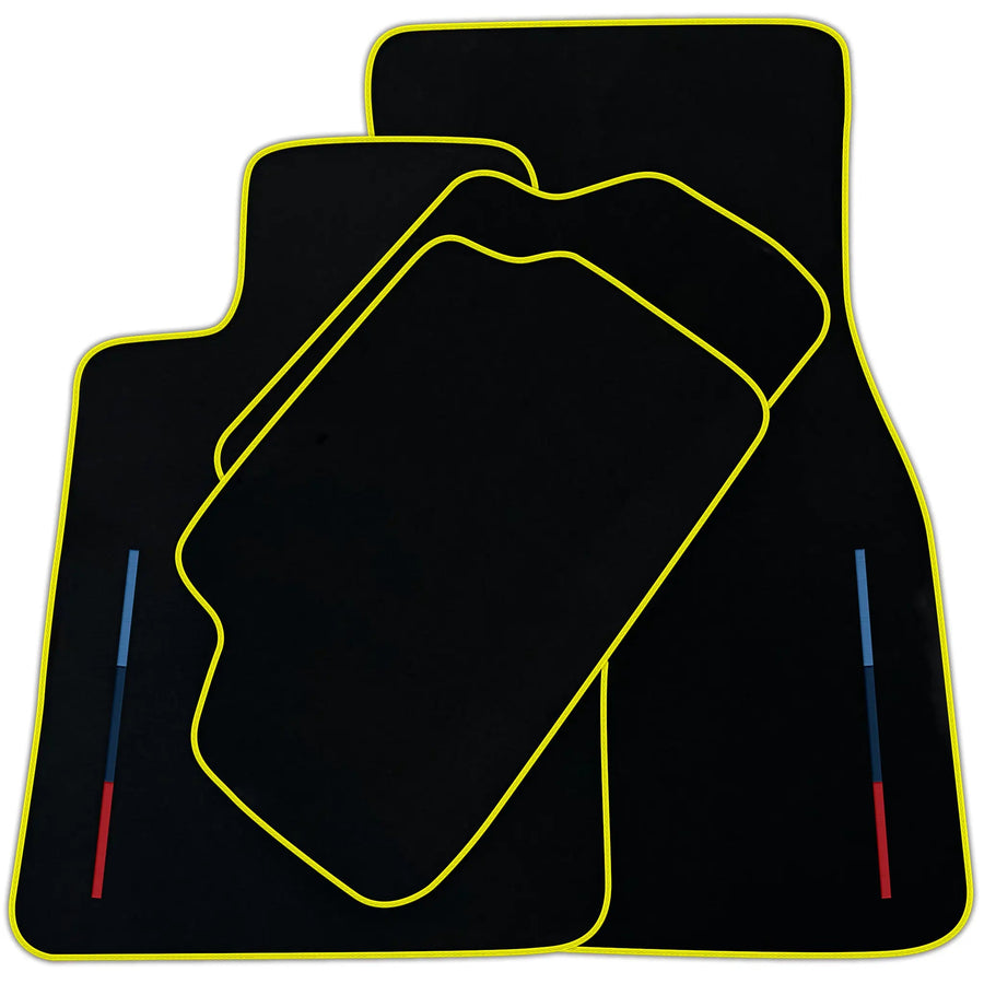 Black Floor Mats For BMW 1 Series F70 (2024-2026) Hatchback With 3 Color Stripes Tailored Set Perfect Fit | Various Trim Colors