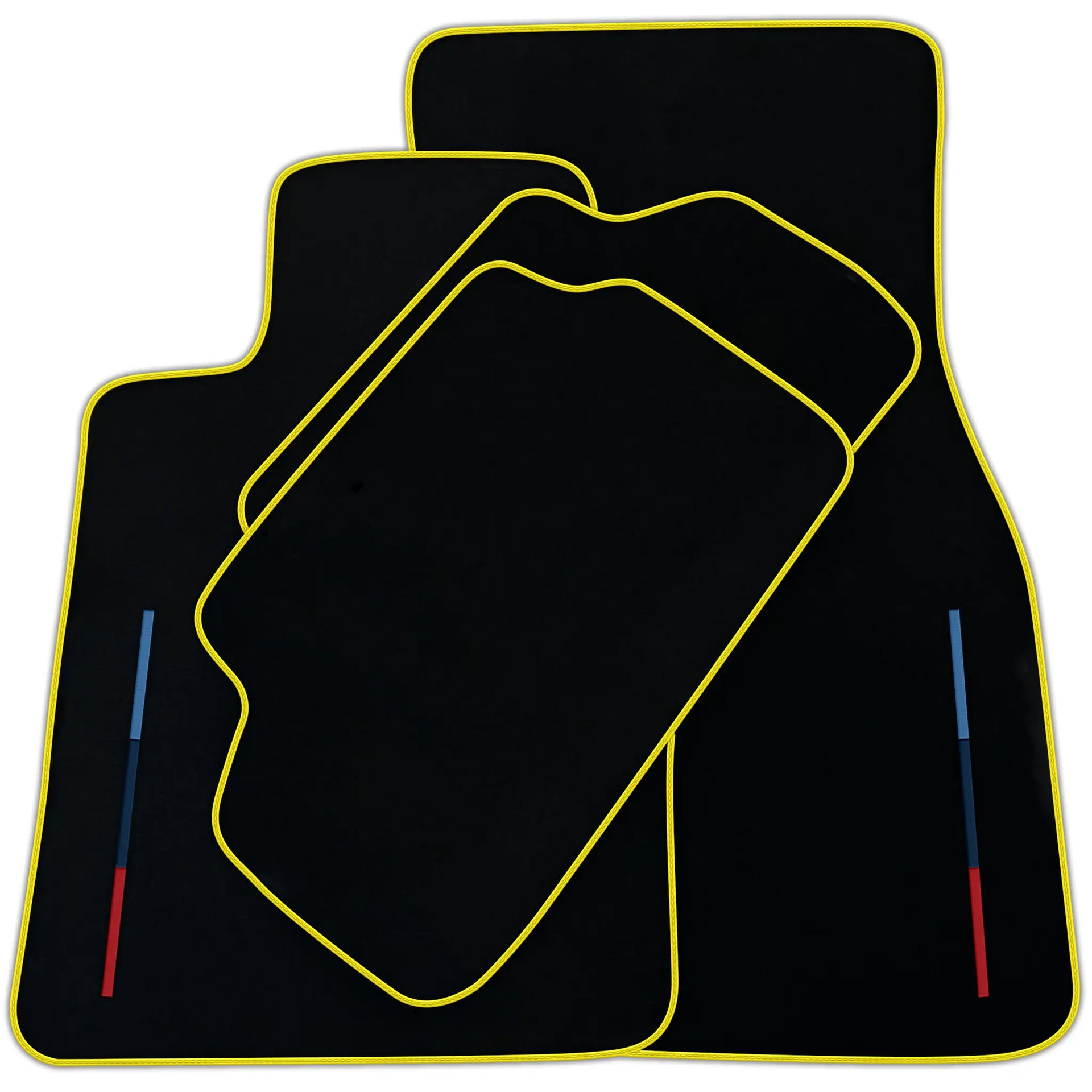 Black Floor Mats For BMW 7 Series E32 With 3 Color Stripes Tailored Set Perfect Fit | Various Trim Colors