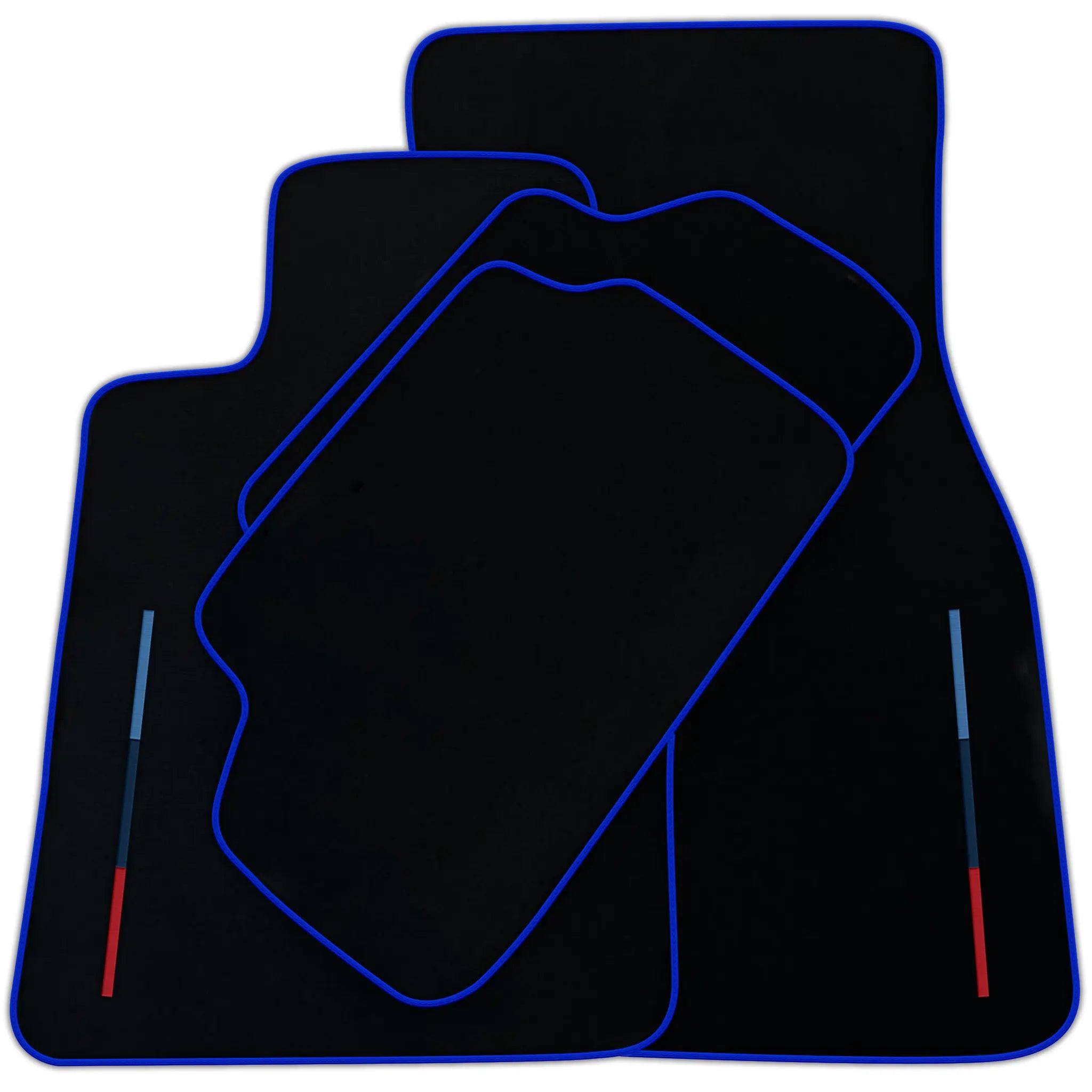 Black Floor Mats For BMW M6 E64 Convertible With 3 Color Stripes Tailored Set Perfect Fit | Various Trim Colors