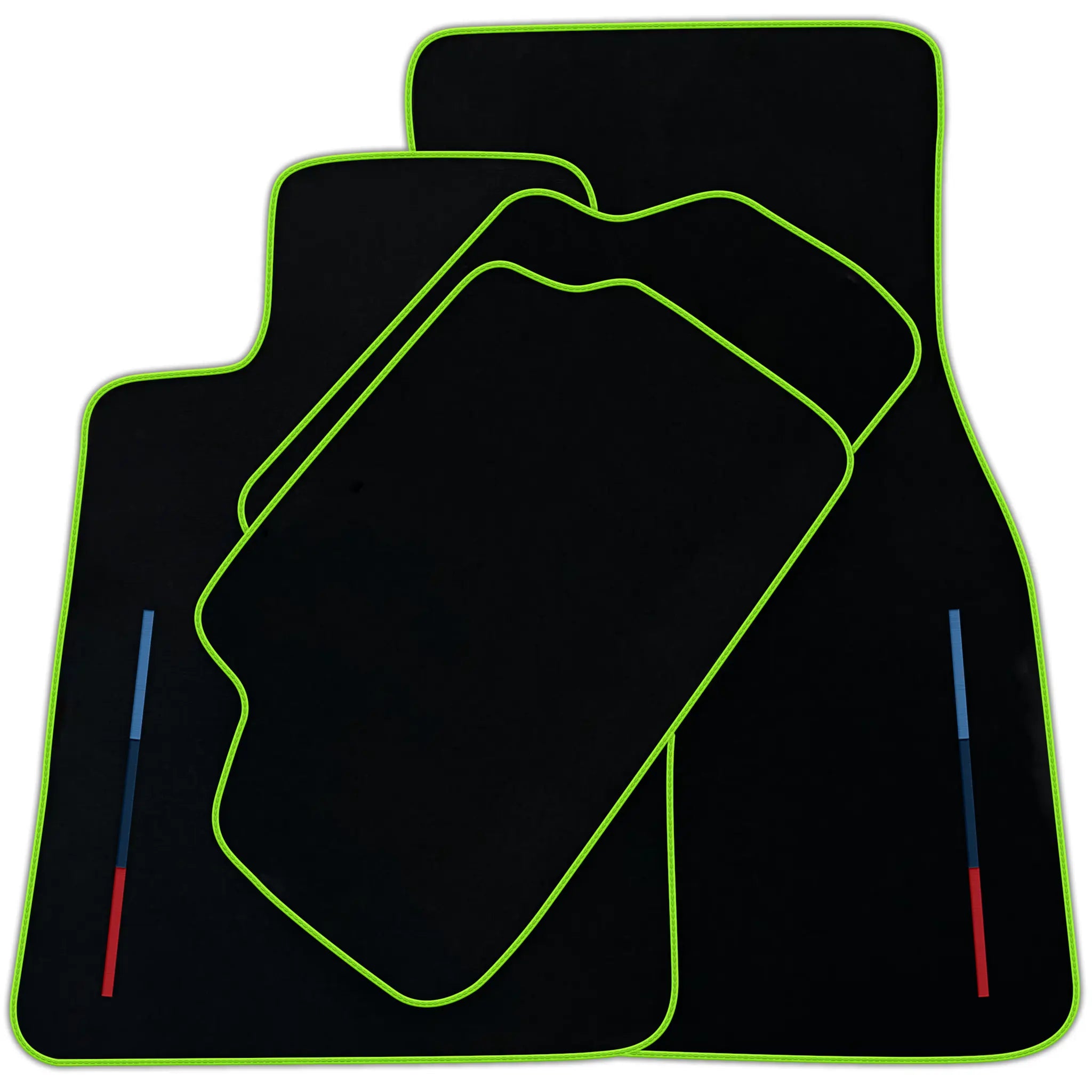 Black Floor Mats For BMW M6 E64 Convertible With 3 Color Stripes Tailored Set Perfect Fit | Various Trim Colors