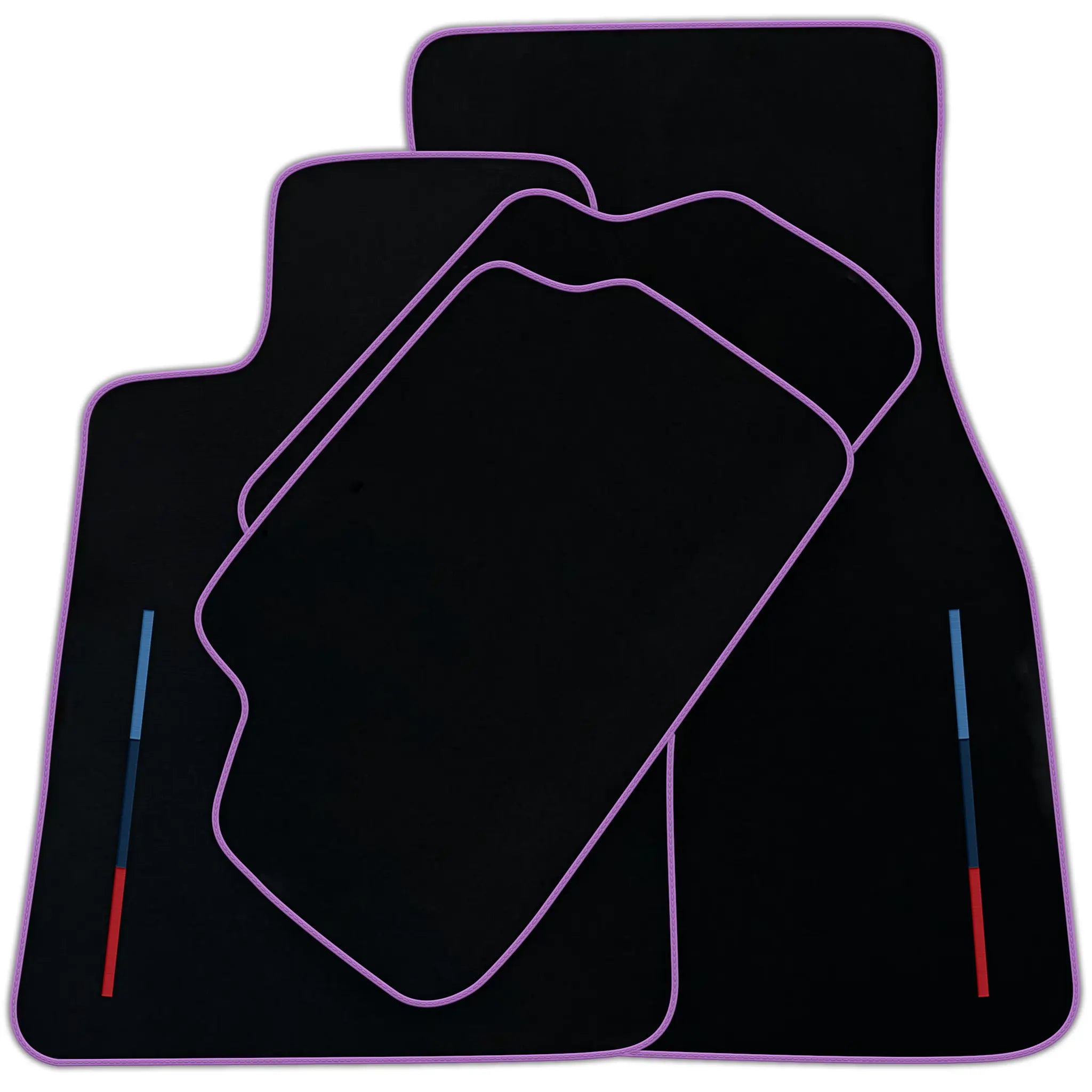 Black Floor Mats For BMW M6 E64 Convertible With 3 Color Stripes Tailored Set Perfect Fit | Various Trim Colors
